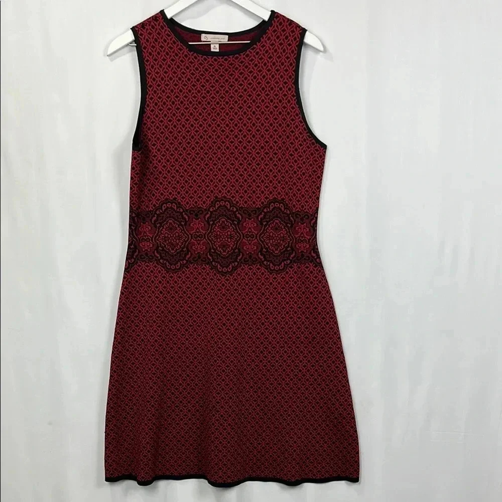 CB Established 1962 Womens Dress XL Red Black Sleeveless Pullover Geo Print EUC